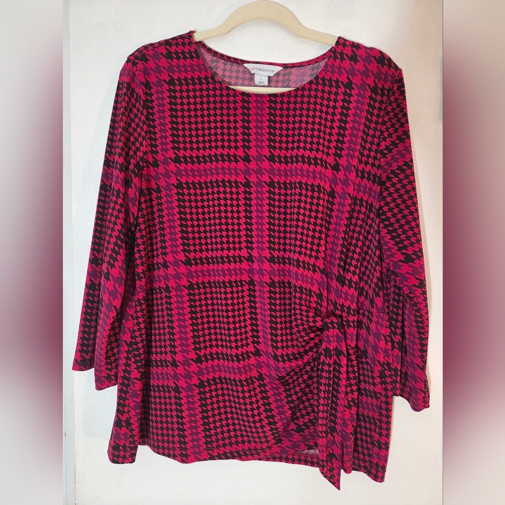 Liz Claiborne Pink and Black Plaid Blouse